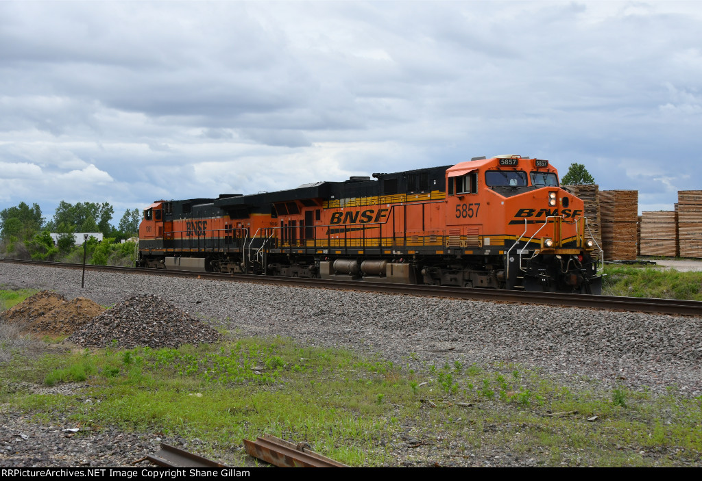 BNSF 5857 Running lite power. 